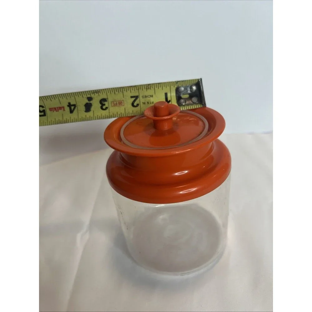 Tupperware #1477.11 Acrylic Canister .5 Liter 2 1/4 CupSheer Lid Orange Vintage